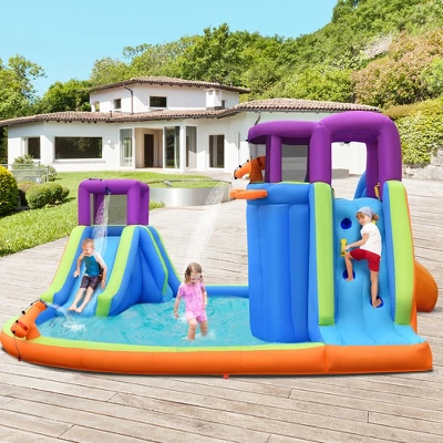 Costway 6 In 1 Inflatable Dual Slide Water Park Climbing Bouncer 2 Costway 6 In 1 Inflatable Dual Slide Water Park Climbing Bouncer - Image 2