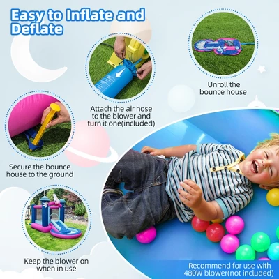 Costway Inflatable Space-themed Bounce House Kids 3-in-1 Bounce Castle Blower Excluded 7 Costway Inflatable Space-themed Bounce House Kids 3-in-1 Bounce Castle Blower Excluded - Image 7