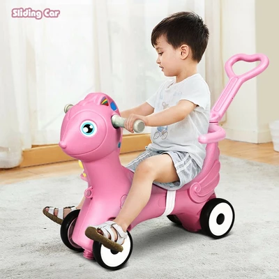 Costway Baby Rocking Horse 4 In 1 Kids Ride On Toy Push Car W/ Music 2 Costway Baby Rocking Horse 4 In 1 Kids Ride On Toy Push Car W/ Music - Image 2