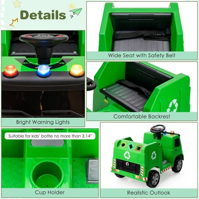 Costway 12V Recycling Garbage Truck Electric Ride On Toy Remote W/Recycling Accessories 8 Costway 12V Recycling Garbage Truck Electric Ride On Toy Remote W/Recycling Accessories - Image 8
