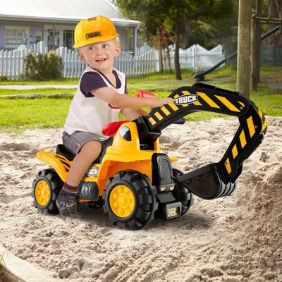 Costway Kids Toddler Ride On Excavator Digger Truck Scooter Seat Storage W/Sound&Helmet 2 Costway Kids Toddler Ride On Excavator Digger Truck Scooter Seat Storage W/Sound&Helmet - Image 2