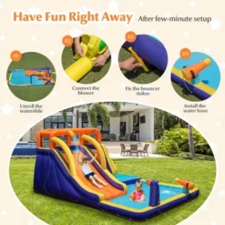Costway Inflatable Waterslide 4-in-1 Kids Bounce Castle W/ Splash Pool(With 735W Blower) 14 Costway Inflatable Waterslide 4-in-1 Kids Bounce Castle W/ Splash Pool(With 735W Blower) -Costway Store GUEST 69980853 75b0 446e baf9 9a0f97b2b2c2