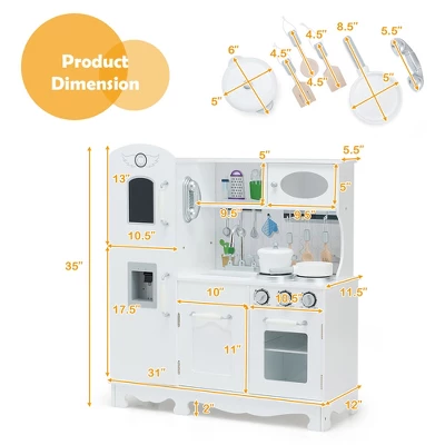 Costway Play Kitchen Pretend Play Cookware Set Toys For Kids W/ Water Dispenser 2 Costway Play Kitchen Pretend Play Cookware Set Toys For Kids W/ Water Dispenser - Image 2