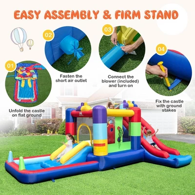 Costway Mutifunctional Kids Infalatable Bounce Castle With 50 Ocean Balls & 735W Blower 7 Costway Mutifunctional Kids Infalatable Bounce Castle With 50 Ocean Balls & 735W Blower - Image 7