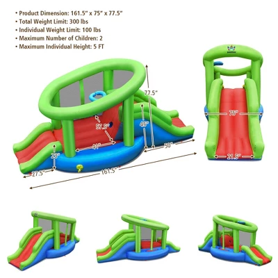 Costway Inflatable Snail Bounce House Dual Slide Basketball Game Without Blower 1 Costway Inflatable Snail Bounce House Dual Slide Basketball Game Without Blower