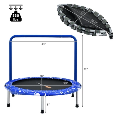 Costway 36'' Kids Trampoline Rebounder W/Full Covered Handrail & Pad Indoor Outdoor PinkBlue 9 Costway 36'' Kids Trampoline Rebounder W/Full Covered Handrail & Pad Indoor Outdoor PinkBlue - Image 9