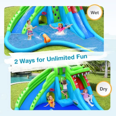 Costway Inflatable Kid Bounce House Dual Slide Climbing Wall Splash Pool W/Bag 5 Costway Inflatable Kid Bounce House Dual Slide Climbing Wall Splash Pool W/Bag - Image 5