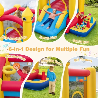 Costway Kids Bouncy Castle With Slide & Ball Pit Pool Ocean Balls & 480W Blower Included 3 Costway Kids Bouncy Castle With Slide & Ball Pit Pool Ocean Balls & 480W Blower Included - Image 3