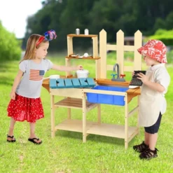 Costway Kid's Wooden Mud Kitchen Pretend Cook Playset Toy For Children 11 Costway Kid's Wooden Mud Kitchen Pretend Cook Playset Toy For Children -Costway Store GUEST 6d91a0ff 2f95 4e1d b532 e06467b91688