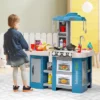 Costway Large Plastic Play Kitchen Set W/ 67 Pcs Cooking Accessories Food &Realistic Lights & Sounds