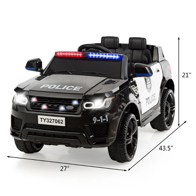 Costway Kids 12V Electric Ride On Car Police Car With Remote Control BlackWhite 3 Costway Kids 12V Electric Ride On Car Police Car With Remote Control BlackWhite - Image 3