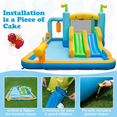 Costway Inflatable Water Slide Giant Kids Bounce House Park Splash Pool With 750W Blower 6 Costway Inflatable Water Slide Giant Kids Bounce House Park Splash Pool With 750W Blower - Image 6