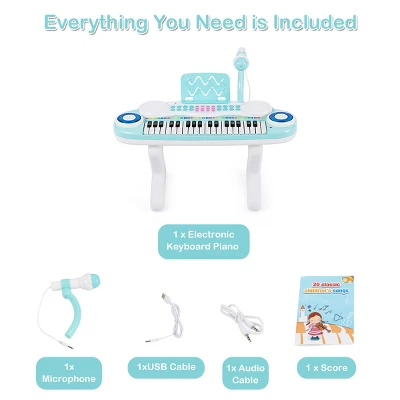 Costway Z-Shaped Kids Toy Keyboard Piano 37-Key Electronic Organ Light W/Microphone 9 Costway Z-Shaped Kids Toy Keyboard Piano 37-Key Electronic Organ Light W/Microphone - Image 9