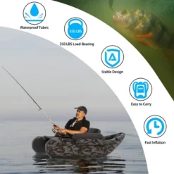 Costway Inflatable Fishing Float Tube W/Adjustable Straps & Storage Pockets & Fish Ruler