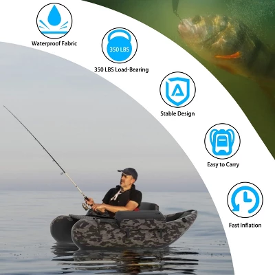 Costway Inflatable Fishing Float Tube W/Adjustable Straps & Storage Pockets & Fish Ruler 1 Costway Inflatable Fishing Float Tube W/Adjustable Straps & Storage Pockets & Fish Ruler