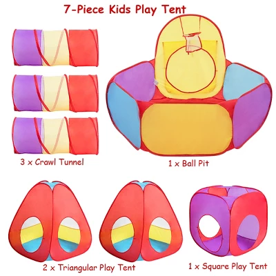 Costway 7pc Kids Ball Pit Play Tents & Tunnels Pop Up Baby Toy Gifts 6 Costway 7pc Kids Ball Pit Play Tents & Tunnels Pop Up Baby Toy Gifts - Image 6