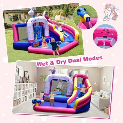 Costway Unicorn Theme Inflatable Water Slide Kids Bounce Castle W/ 480W Air Blower 2 Costway Unicorn Theme Inflatable Water Slide Kids Bounce Castle W/ 480W Air Blower - Image 2