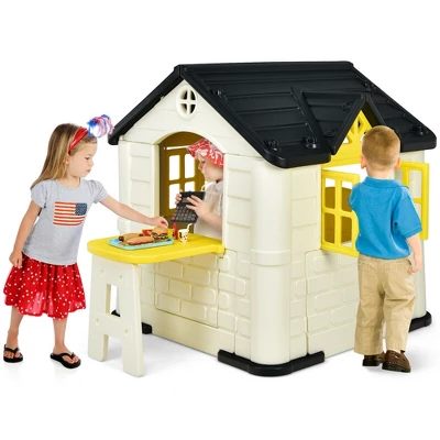 Costway Kid's Playhouse Games Cottage W/ 7 PCS Toy Set & Waterproof Cover 12 Costway Kid's Playhouse Games Cottage W/ 7 PCS Toy Set & Waterproof Cover - Image 12