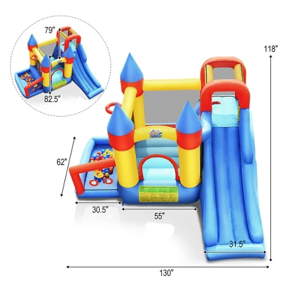 Costway Inflatable Bounce House Slide Bouncer Kids Castle Jumper W/ Balls & 780W Blower 1 Costway Inflatable Bounce House Slide Bouncer Kids Castle Jumper W/ Balls & 780W Blower
