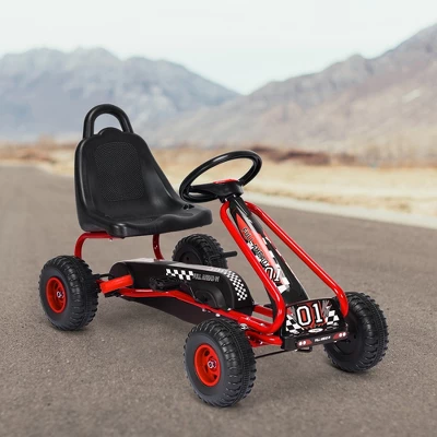 Costway Kids Pedal Go Kart 4 Wheel Ride On Toys W/ Adjustable Seat & Handbrake 5 Costway Kids Pedal Go Kart 4 Wheel Ride On Toys W/ Adjustable Seat & Handbrake - Image 5