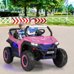 Costway 12V 2-Seater Kids Ride On UTV RC Electric Vehicle Suspension W/ Lights & Music