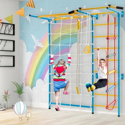 Costway 7 In 1 Kids Indoor Gym Playground Swedish Wall Ladder Children Home Climbing Gym 1 Costway 7 In 1 Kids Indoor Gym Playground Swedish Wall Ladder Children Home Climbing Gym