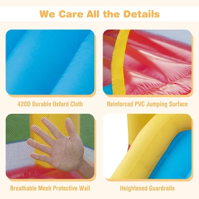 Costway Kids Bouncy Castle With Slide & Ball Pit Pool Ocean Balls & 480W Blower Included 6 Costway Kids Bouncy Castle With Slide & Ball Pit Pool Ocean Balls & 480W Blower Included - Image 6