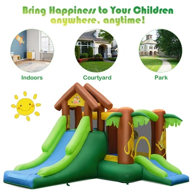 Costway Kids Inflatable Jungle Bounce House Dual Slide Jumping Castle Bouncer 6 Costway Kids Inflatable Jungle Bounce House Dual Slide Jumping Castle Bouncer - Image 6