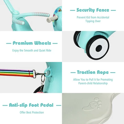 Costway Baby Rocking Horse 4 In 1 Kids Ride On Toy Push Car W/ Music Indoor Outdoor Gift 9 Costway Baby Rocking Horse 4 In 1 Kids Ride On Toy Push Car W/ Music Indoor Outdoor Gift - Image 9