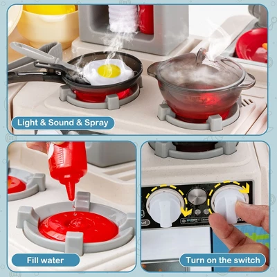 Costway Large Plastic Play Kitchen Set W/ 67 Pcs Cooking Accessories Food &Realistic Lights & Sounds 5 Costway Large Plastic Play Kitchen Set W/ 67 Pcs Cooking Accessories Food &Realistic Lights & Sounds - Image 5