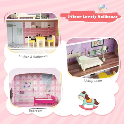 Costway Kids Kitchen Playset & Dollhouse 2-In-1 W/ Accessories & Furniture For Toddlers 6 Costway Kids Kitchen Playset & Dollhouse 2-In-1 W/ Accessories & Furniture For Toddlers - Image 6