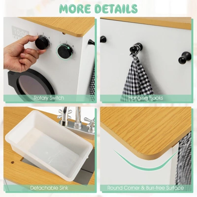 Costway Kids 2-Piece Kitchen Play Set Pretend Chef Toy Set W/ Range Hood & Stove Burner 5 Costway Kids 2-Piece Kitchen Play Set Pretend Chef Toy Set W/ Range Hood & Stove Burner - Image 5