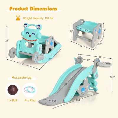 Babyjoy 4-in-1 Rocking Horse & Slide Set Toddler Slide Toy W/ Basketball Hoop 1 Babyjoy 4-in-1 Rocking Horse & Slide Set Toddler Slide Toy W/ Basketball Hoop