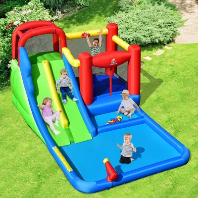 Costway Inflatable Water Slide Kids Jumping Bounce Castle W/ Ocean Balls Blower Excluded 2 Costway Inflatable Water Slide Kids Jumping Bounce Castle W/ Ocean Balls Blower Excluded - Image 2