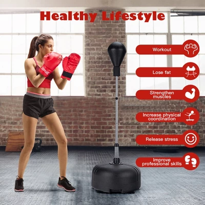 Costway Freestanding Punching Bag W/Stand Boxing Gloves For Adult Kids Adjustable 1 Costway Freestanding Punching Bag W/Stand Boxing Gloves For Adult Kids Adjustable