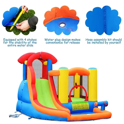 Costway Inflatable Bounce House Kid Water Splash Pool Slide Jumping Castle W/740W Blower 5 Costway Inflatable Bounce House Kid Water Splash Pool Slide Jumping Castle W/740W Blower - Image 5