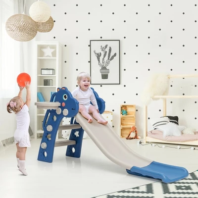 Costway 3 In 1 Kids Slide Baby Play Climber Slide Set W/Basketball Hoop 2 Costway 3 In 1 Kids Slide Baby Play Climber Slide Set W/Basketball Hoop - Image 2