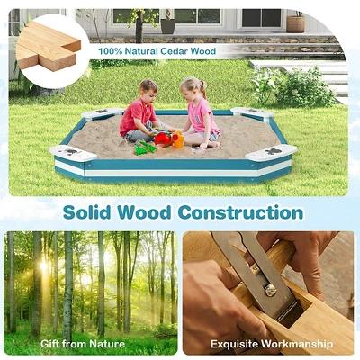 Costway Outdoor Wooden Sandbox With Animal Patterns Seats Backyard Bottomless Sandpit 4 Costway Outdoor Wooden Sandbox With Animal Patterns Seats Backyard Bottomless Sandpit - Image 4