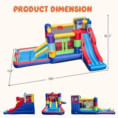 Costway Mutifunctional Kids Infalatable Bounce Castle With 50 Ocean Balls & 735W Blower 2 Costway Mutifunctional Kids Infalatable Bounce Castle With 50 Ocean Balls & 735W Blower - Image 2