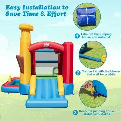 Costway Baseball Themed Jumping House Kids Bouncy Castle W/ 50 Ocean Balls & 735W Blower 7 Costway Baseball Themed Jumping House Kids Bouncy Castle W/ 50 Ocean Balls & 735W Blower - Image 7