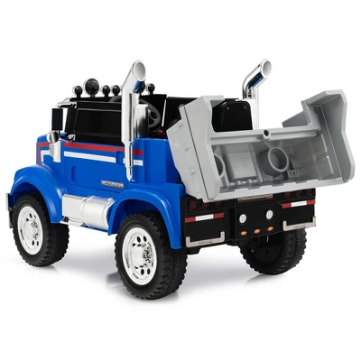Costway 12V Licensed Freightliner Kids Ride On Truck Car RC W/ Dump Box & Lights RedBlue 3 Costway 12V Licensed Freightliner Kids Ride On Truck Car RC W/ Dump Box & Lights RedBlue - Image 3