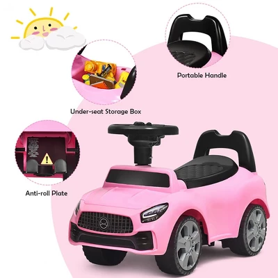 Costway Foot-to-Floor Kids Ride-On Push Car W/ Horn And Music WhitePink 6 Costway Foot-to-Floor Kids Ride-On Push Car W/ Horn And Music WhitePink - Image 6