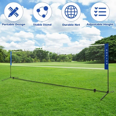 Costway Portable 13.8'x5' Badminton Beach Volleyball Tennis Training Net W/ Carrying Bag 6 Costway Portable 13.8'x5' Badminton Beach Volleyball Tennis Training Net W/ Carrying Bag - Image 6