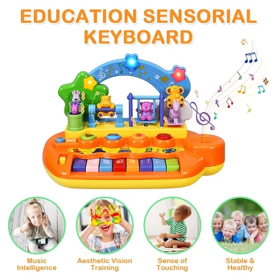 Costway Kids Rainbow Piano Keyboard 8 Keys Music Toy Gift W/ Animal Playground LED Light 4 Costway Kids Rainbow Piano Keyboard 8 Keys Music Toy Gift W/ Animal Playground LED Light - Image 4