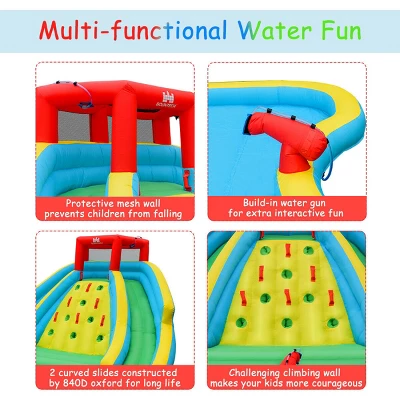 Costway Inflatable Mighty Water Park Bouncy Splash Pool Climbing Wall W/ 735W Blower 8 Costway Inflatable Mighty Water Park Bouncy Splash Pool Climbing Wall W/ 735W Blower - Image 8