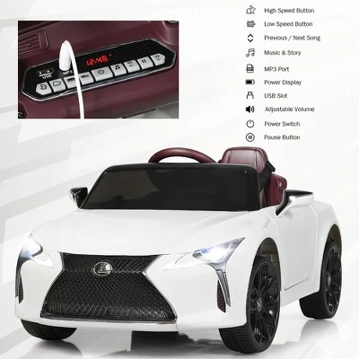 Costway 12V Kids Ride On Car Lexus LC500 Licensed Remote Control Electric Vehicle White 7 Costway 12V Kids Ride On Car Lexus LC500 Licensed Remote Control Electric Vehicle White - Image 7