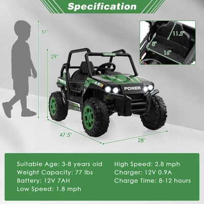 Costway 12V Kids Ride On UTV Electric Off-Road Truck Remote W/ LED Lights & Music 1 Costway 12V Kids Ride On UTV Electric Off-Road Truck Remote W/ LED Lights & Music