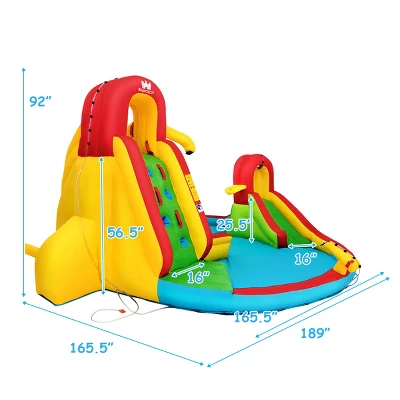 Costway Kids Inflatable Water Slide Bounce Park Splash Pool W/Water Cannon & 480W Blower 1 Costway Kids Inflatable Water Slide Bounce Park Splash Pool W/Water Cannon & 480W Blower