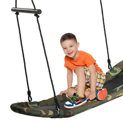 Costway Saucer Tree Swing Surf Kids Outdoor Adjustable Oval Platform Set W/ Handle BlueGreen ColorfulCamouflage Green 10 Costway Saucer Tree Swing Surf Kids Outdoor Adjustable Oval Platform Set W/ Handle BlueGreen ColorfulCamouflage Green - Image 10