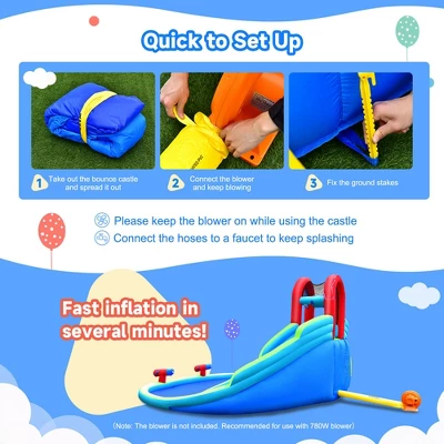 Costway Inflatable Waterslide Wet & Dry Bounce House W/Upgraded Handrail Blower Excluded 6 Costway Inflatable Waterslide Wet & Dry Bounce House W/Upgraded Handrail Blower Excluded - Image 6